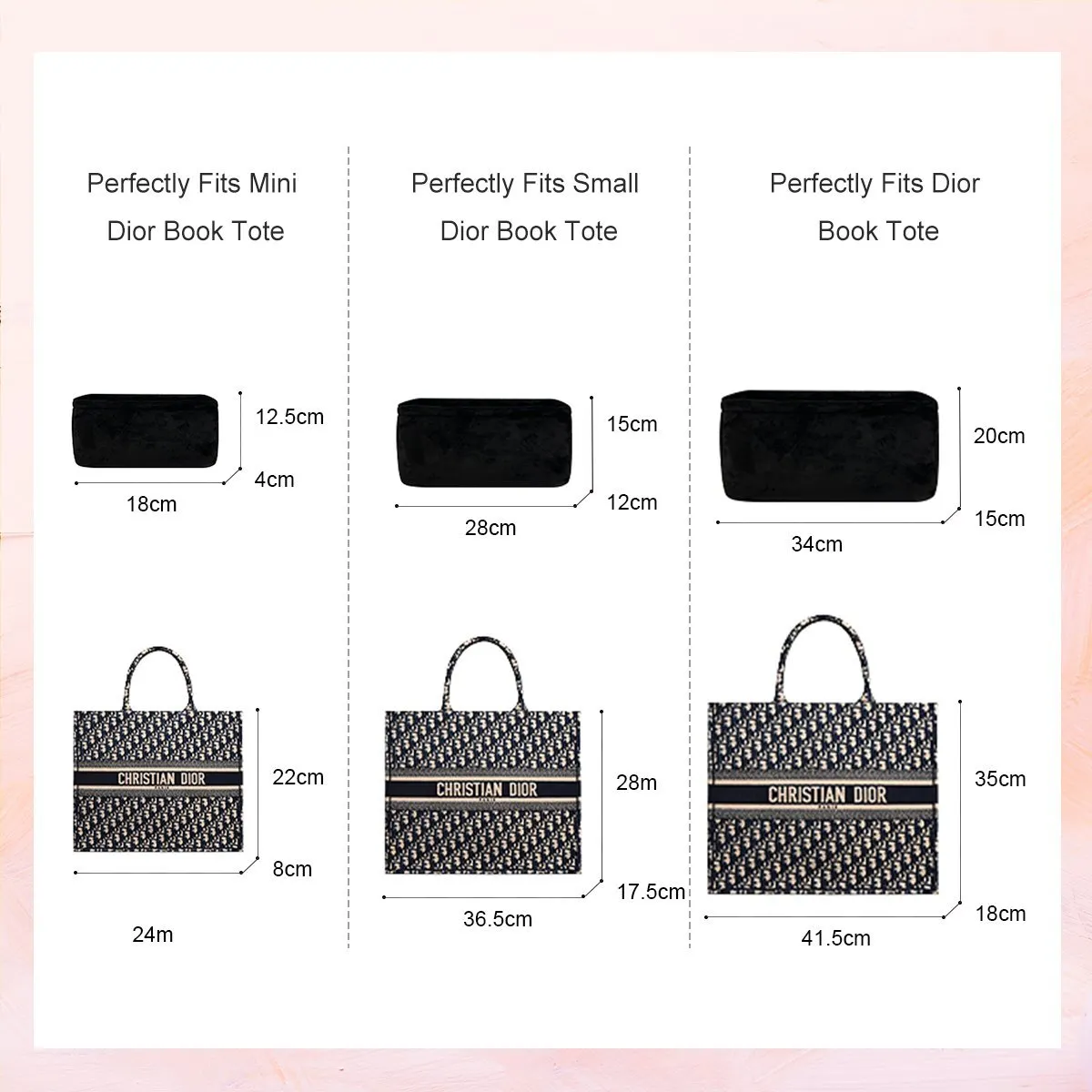 Bag Organizer for Small Dior Book Tote