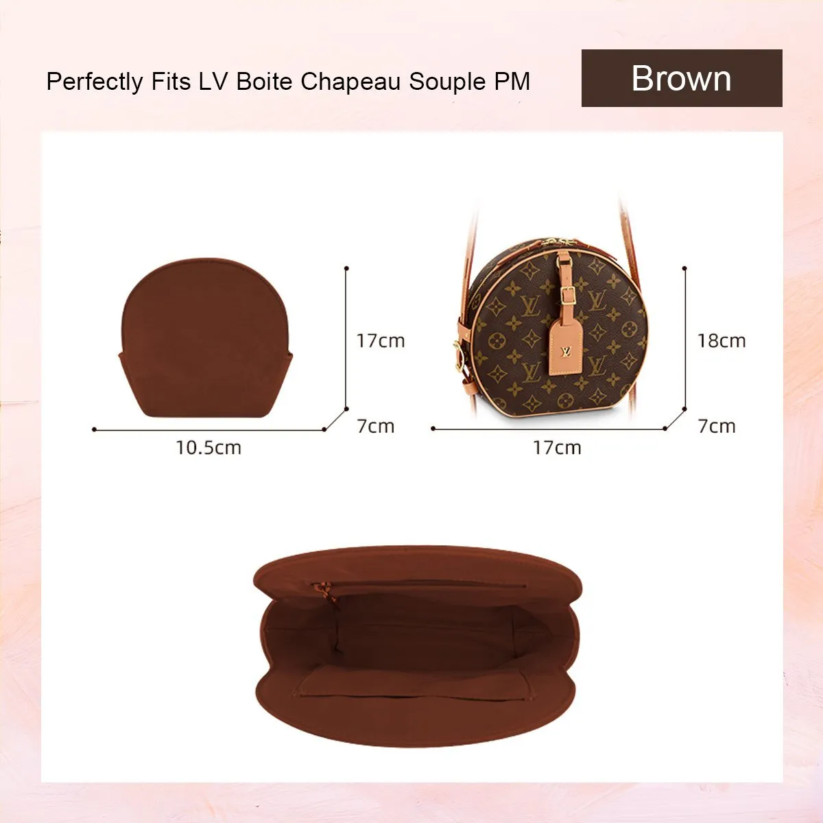 Bag Organizer for LV Boite Chapeau Souple PM in Brown