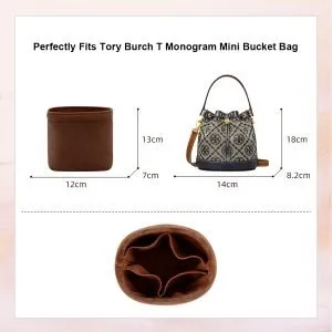 Bag Organizer for Tory Burch T Monogram Mini Bucket Bag in Brown