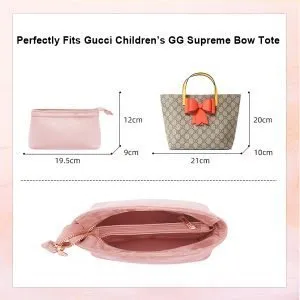Gucci Children's GG Supreme Bow Tote Bag Organizer Insert in Pink