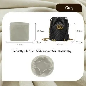 Gucci GG Marmont Mini Bucket Bag Organizer in Grey