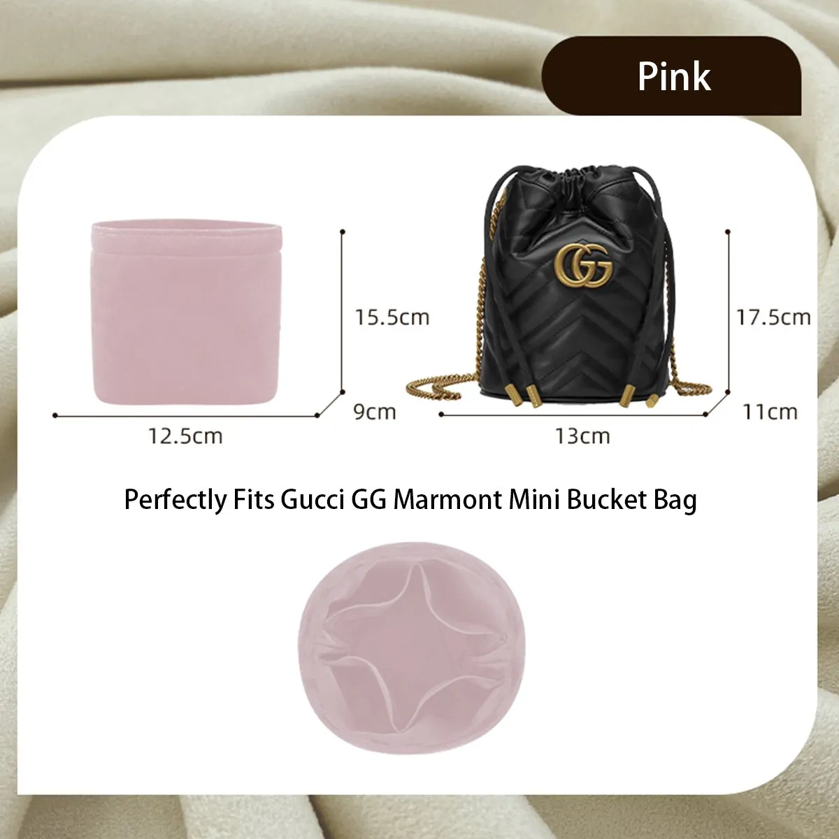 Gucci GG Marmont Mini Bucket Bag Organizer in Pink